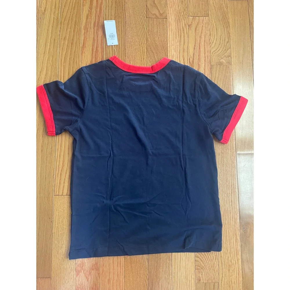 Old Navy Kids Navy Blue Red Ringer Graphic T-Shirt Truck Beach Sunset S 6-7 NWT